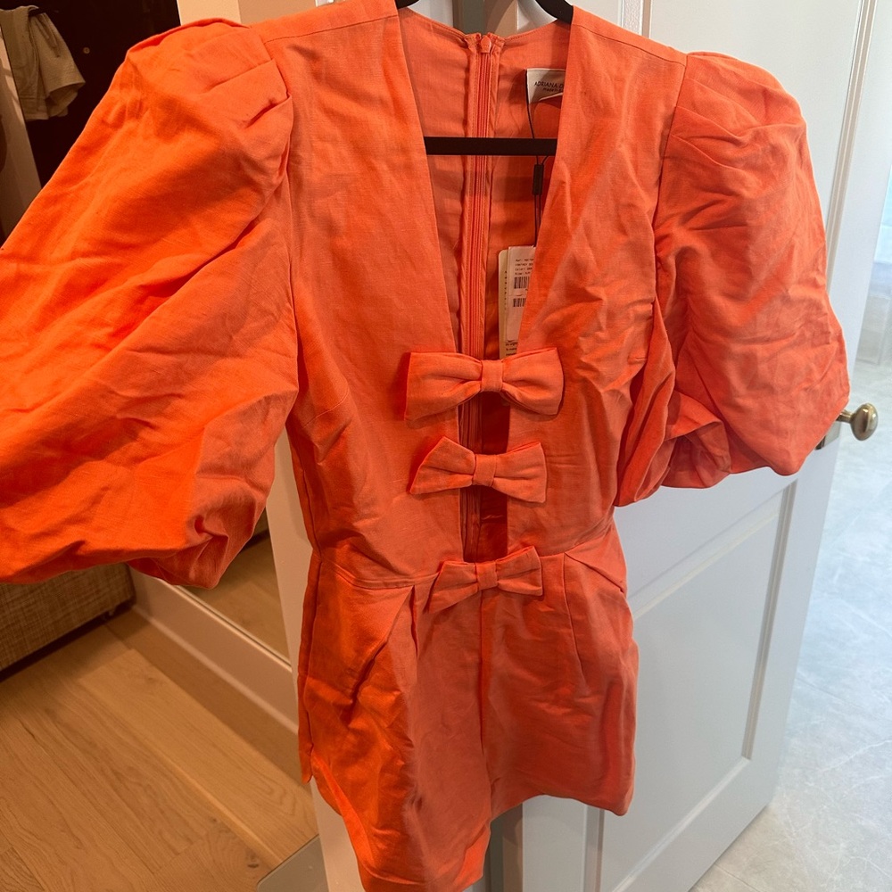 Adriana Degreas Orange Bow Romper